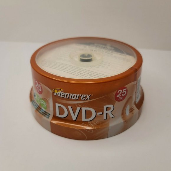 Genuine Memorex DVD-R Blank Recordable Discs 16X 4.7GB 120Min 25-Pack Spindle - Picture 1 of 4